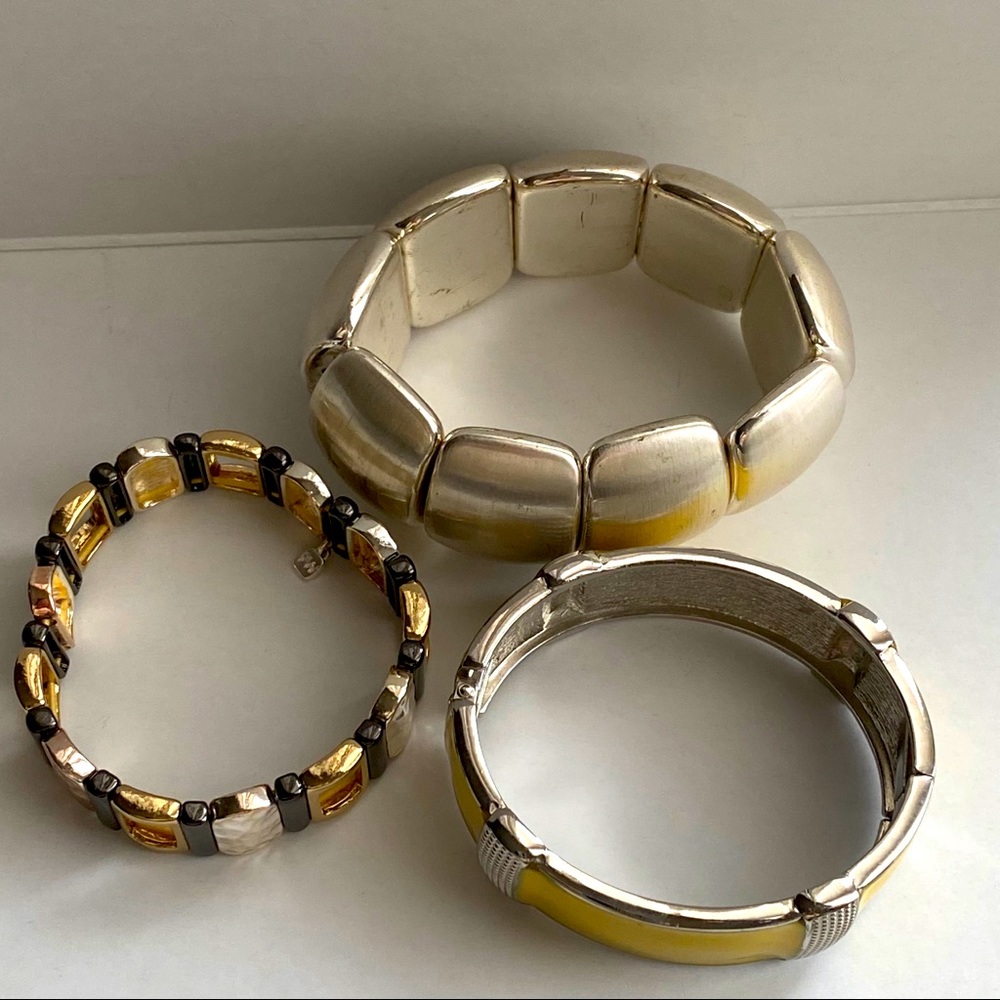 Ann Taylor Bracelet Trio Stretch Hinge Silver Tone